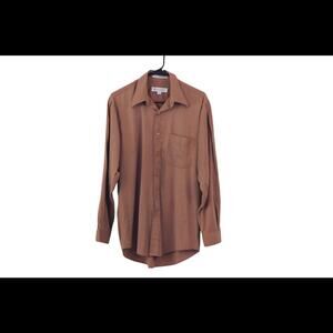 Vintage Perry Ellis Coral Button Up Dress Shirt 15 M